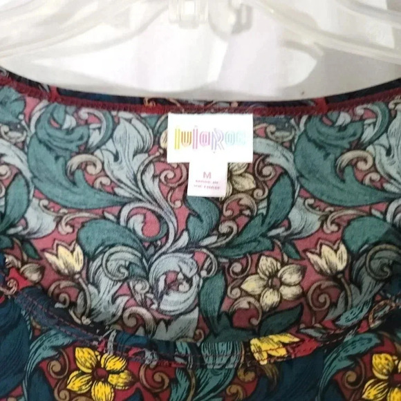 LuLaRoe Women's Size M Blue Floral Print s/s Drop Shoulder Irma Tunic Top - Picture 4 of 5